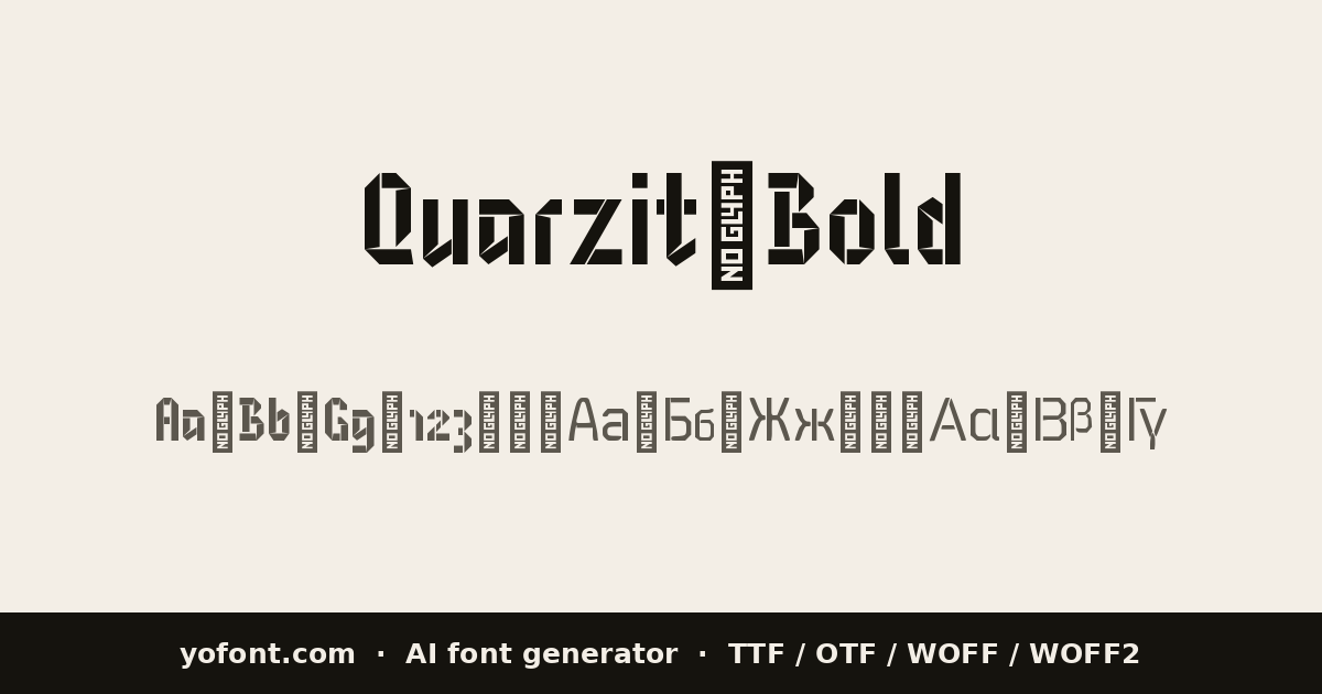 First Stage Text Font Quarzit Bold — free AI font: download TTF, OTF, WOFF2 · YoFont