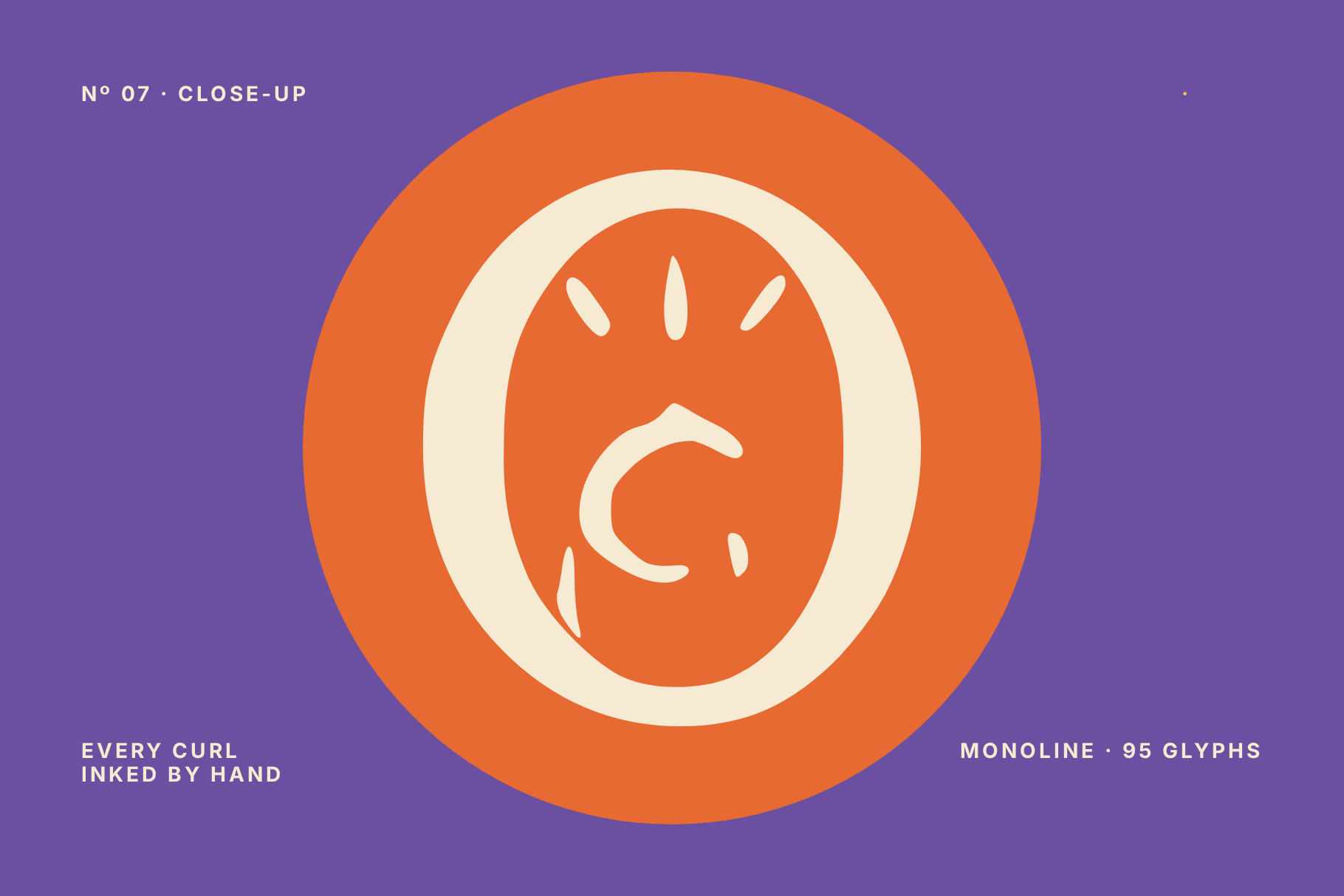 Crook Herd single glyph at large size showing the spiral curves