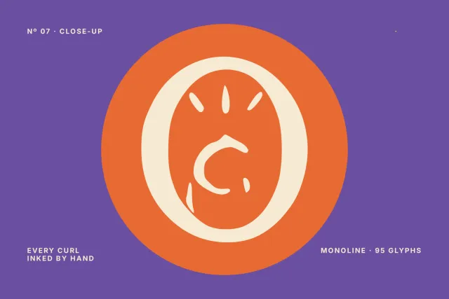 Crook Herd single glyph at large size showing the spiral curves