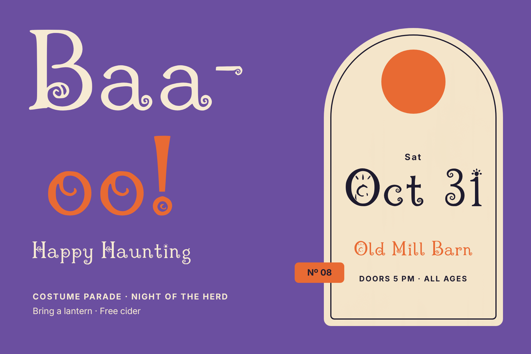 Crook Herd used as headline lettering on an event poster