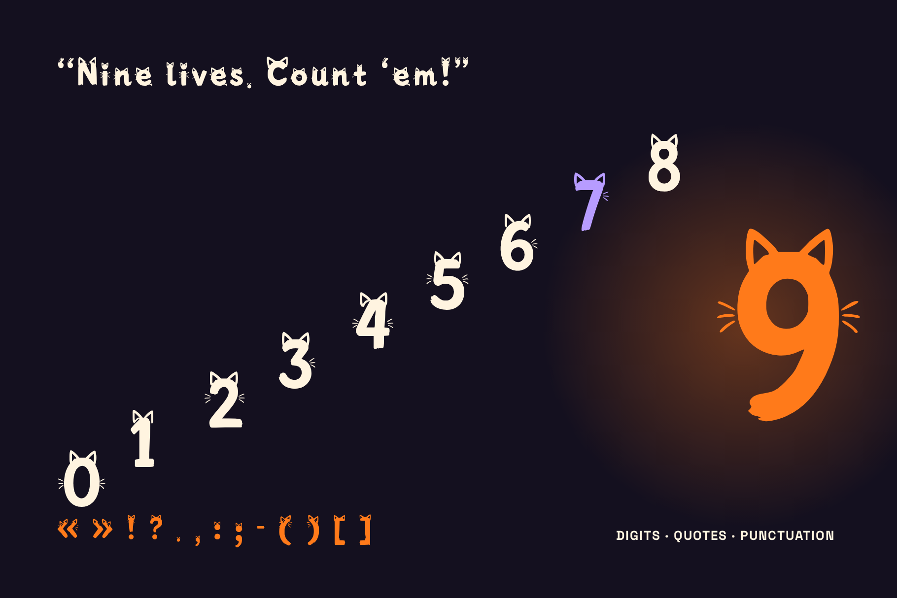 Loopcar numerals and punctuation marks shown at large size