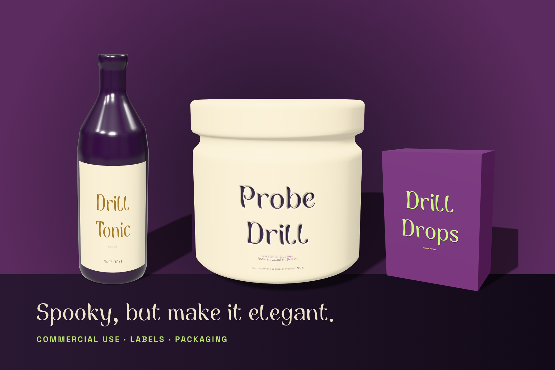 Probe Drill lettering printed on product packaging