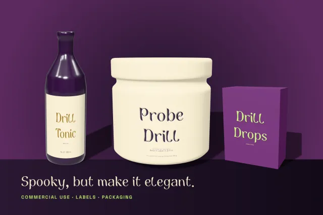 Probe Drill lettering printed on product packaging