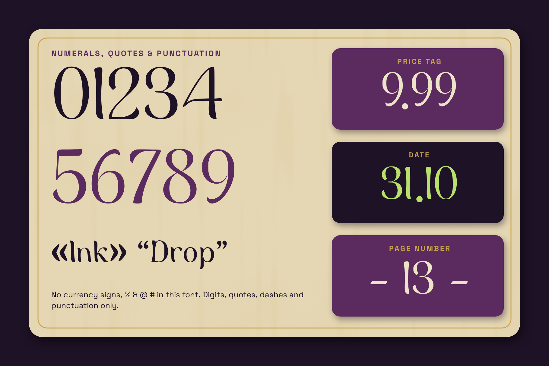 Probe Drill figures and punctuation marks set large