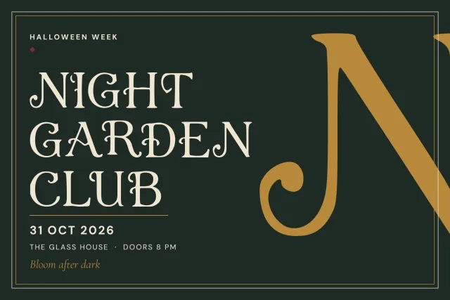 Vein Bloom event poster with a large floral display headline in Art Nouveau style