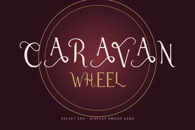 Caravan Wheel font cover with the name set large in sturdy hand-worn sans letters