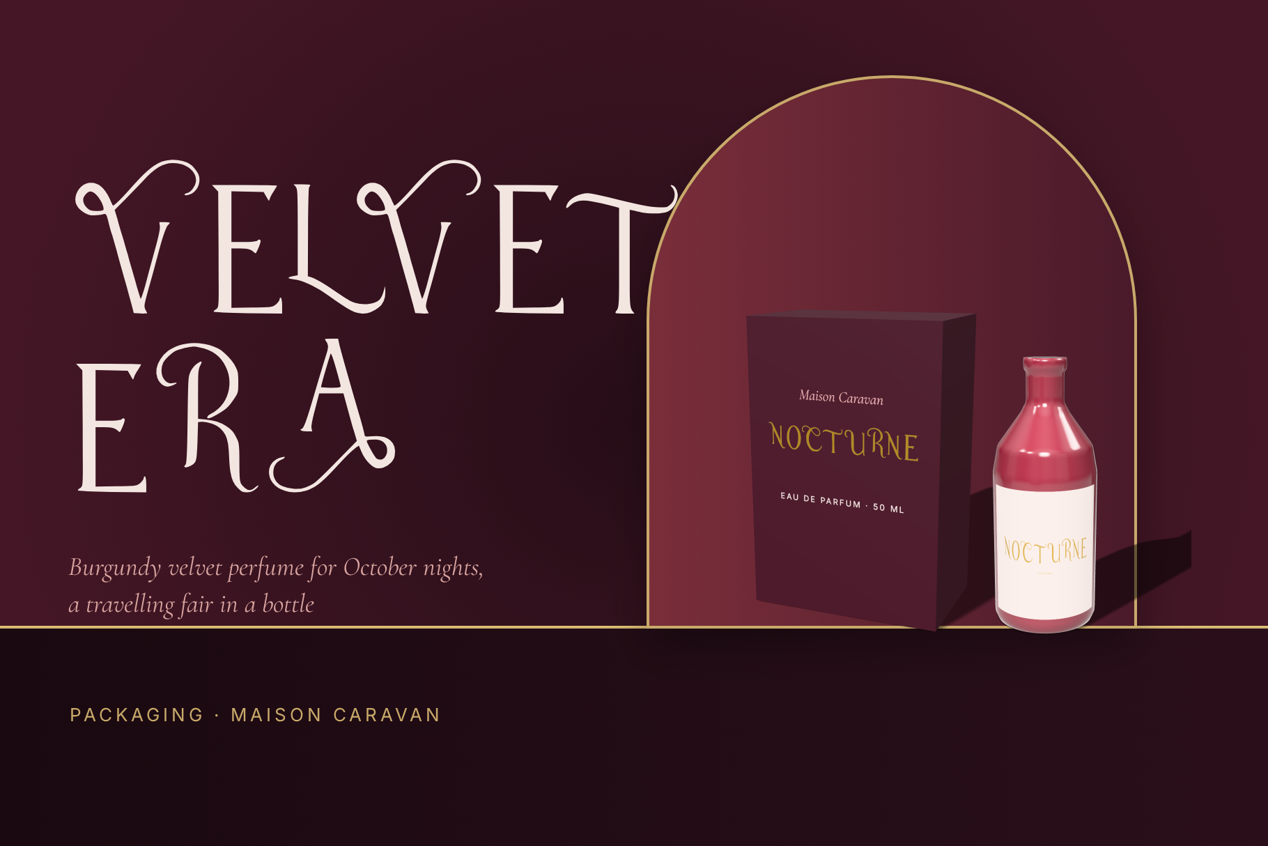 Caravan Wheel font used on product packaging with a lettered label