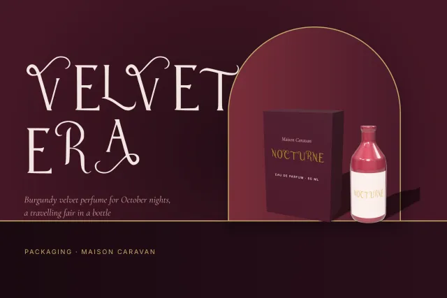 Caravan Wheel font used on product packaging with a lettered label