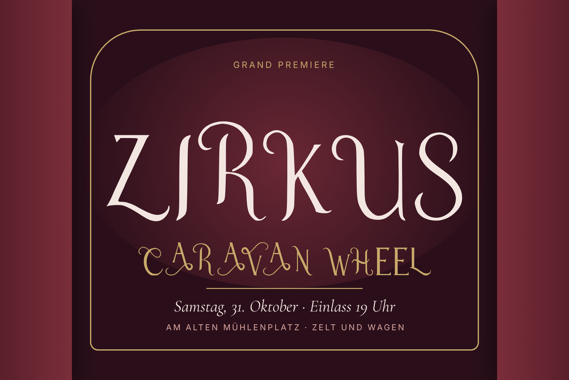 Caravan Wheel font on an event poster with a large headline