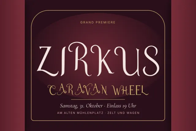 Caravan Wheel font on an event poster with a large headline