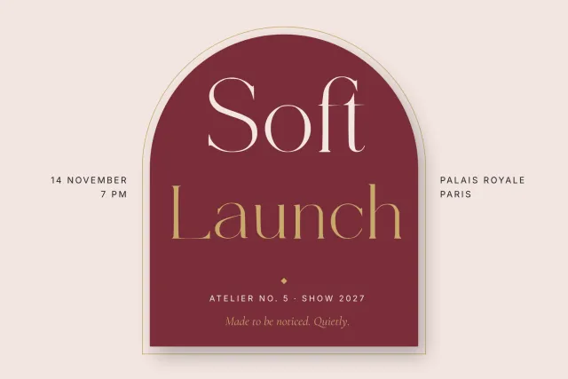 BridleRune event poster Soft Launch in cream and gold letters on a burgundy arched panel