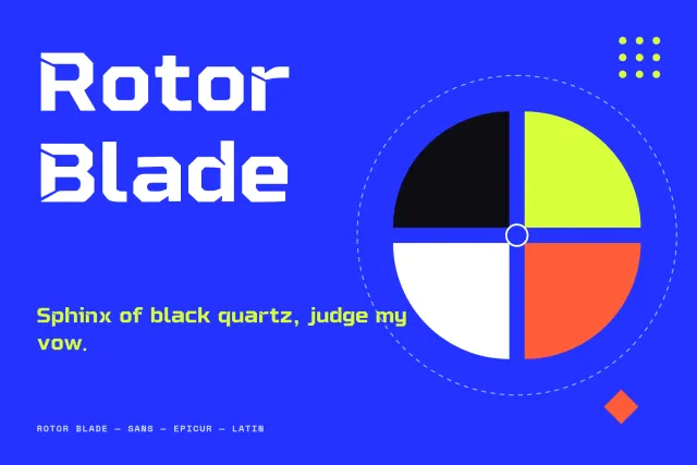 Rotor Blade cover in white on blue with a four color rotor disc and a lime pangram line