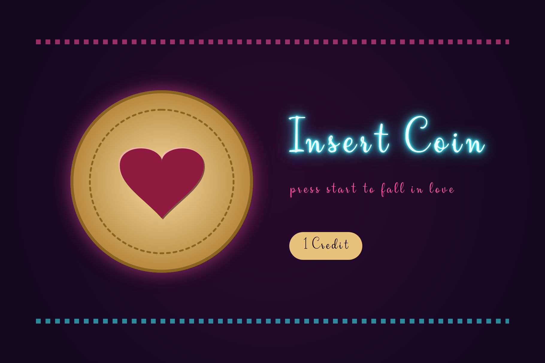 Velvet Drape Insert Coin title in blue neon script beside a gold coin with a red heart and a 1 Credit button