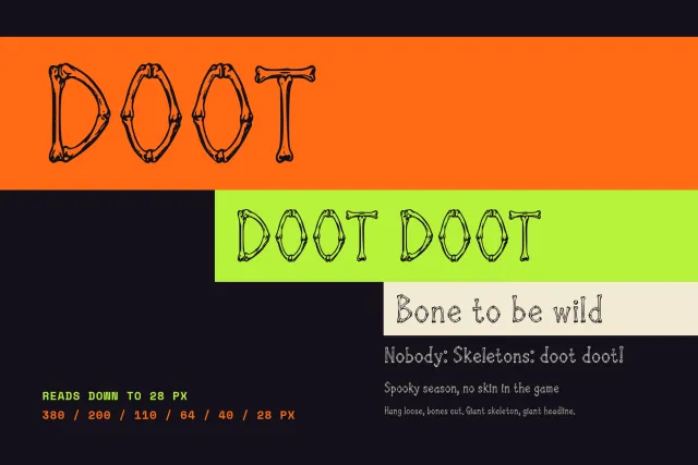 Wing Call font size ladder from large headline to small text showing stroke weight