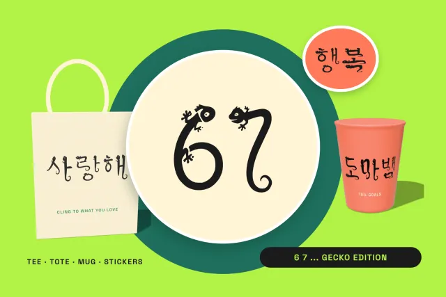 Mabem Gecko font Hangul print on merchandise