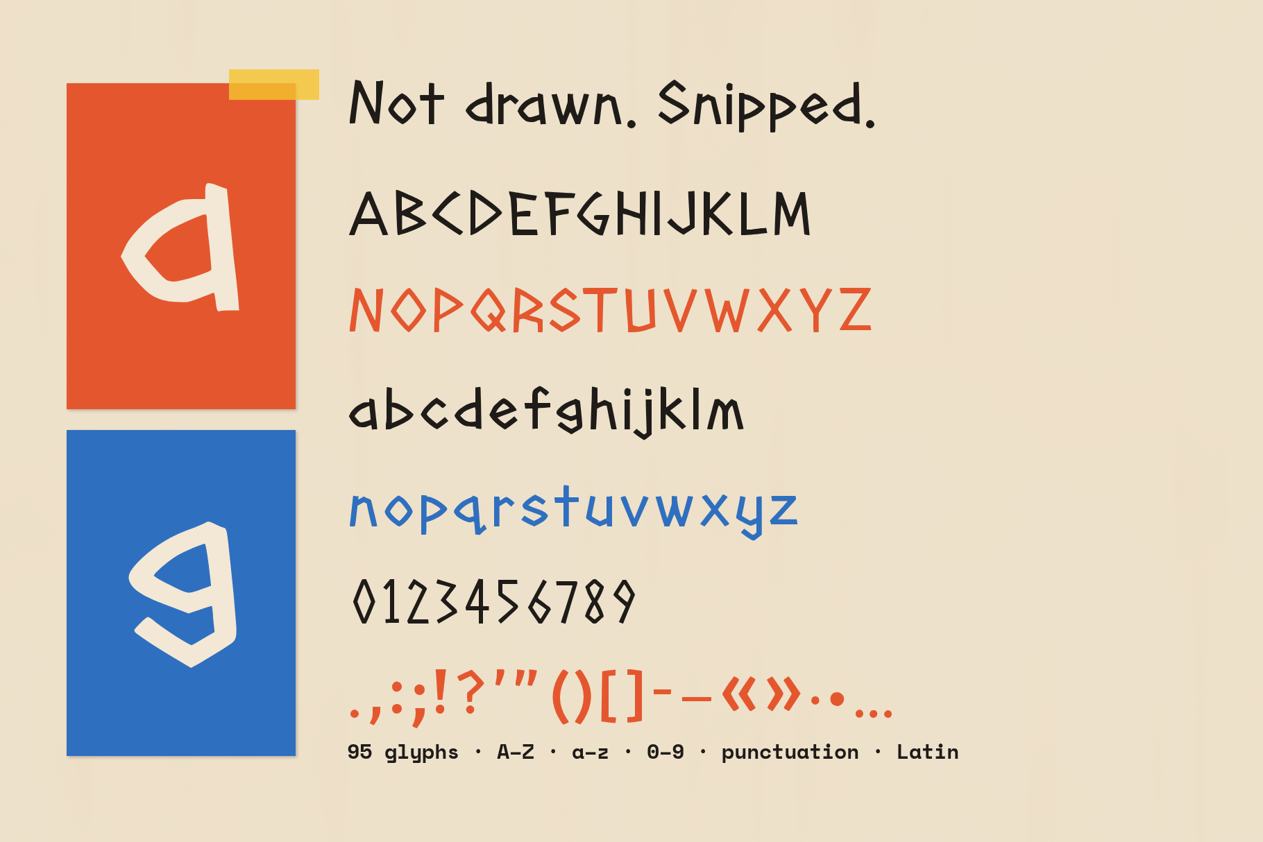 Mire Reed character set: uppercase, lowercase, numerals and punctuation