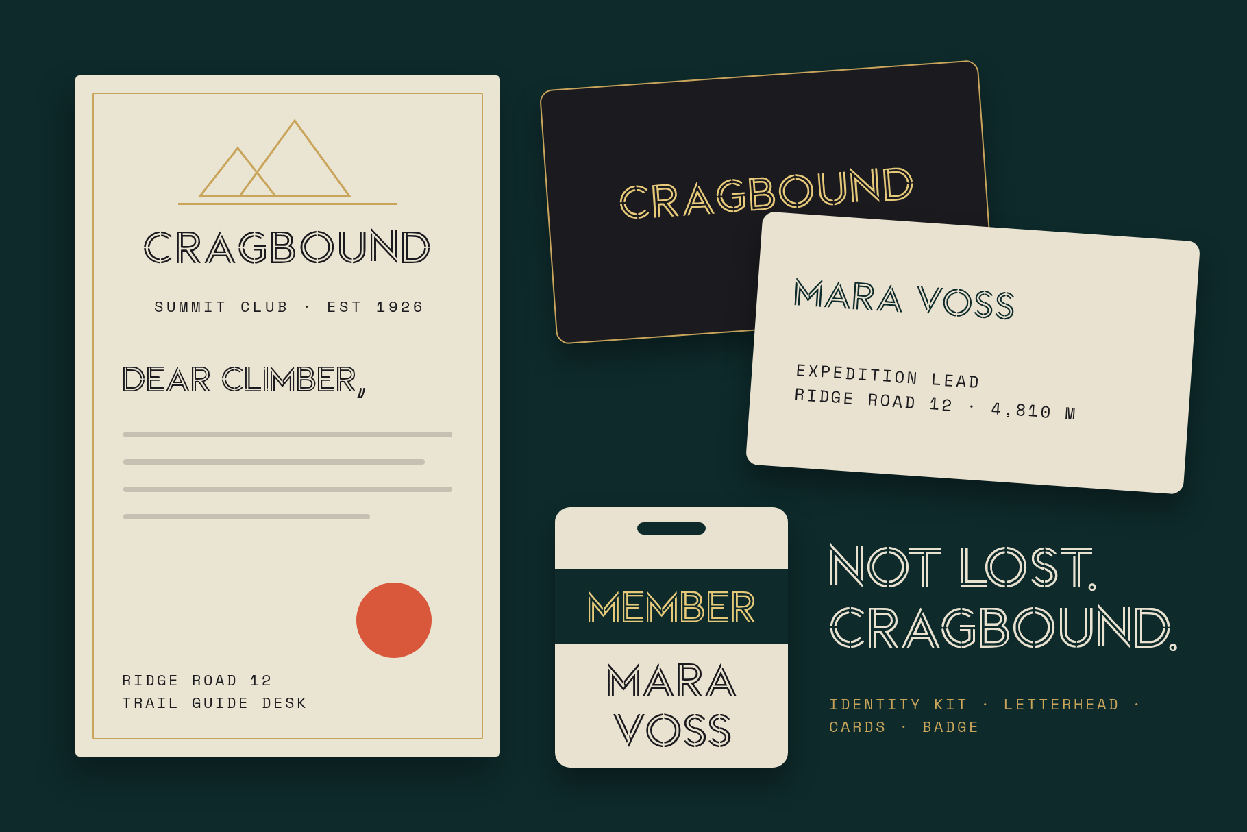 Outdoor brand identity set in Cragbound Summit