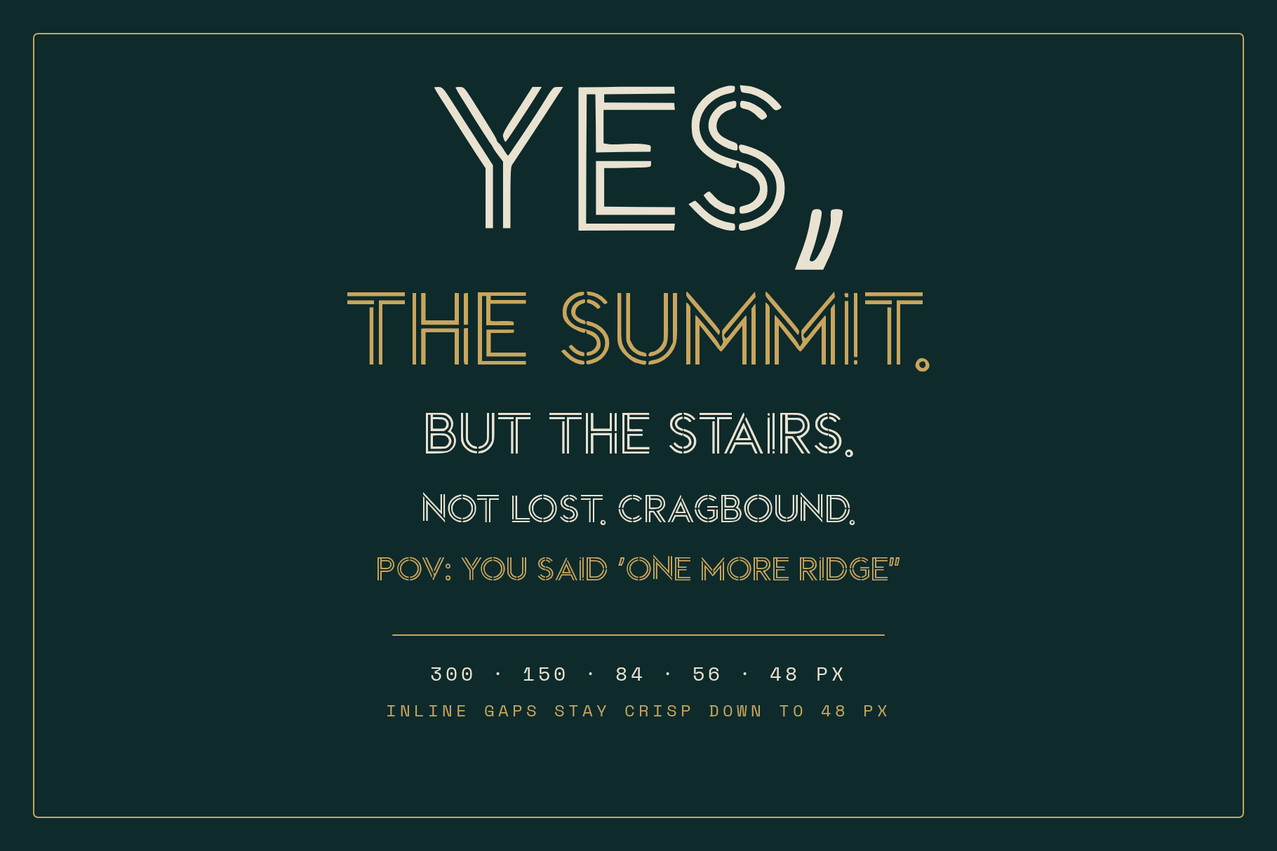 Cragbound Summit type scale from small to display sizes